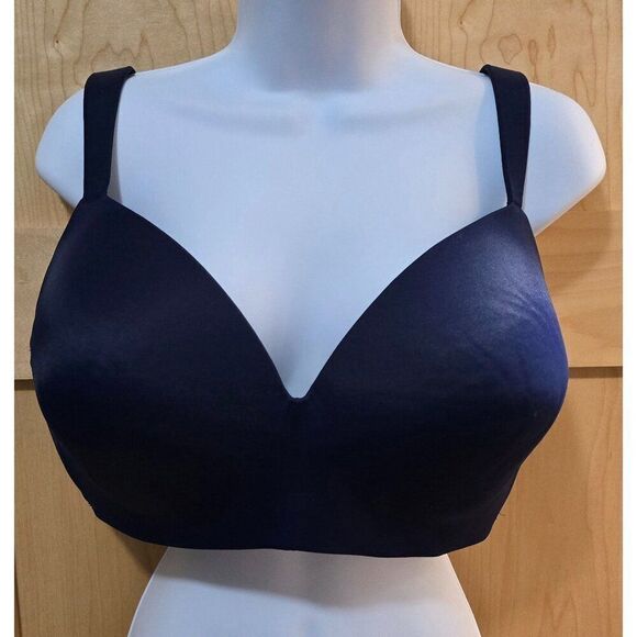 Cacique Womens Navy Blue Plunge Bra With Adjustable Straps Back Closure Sz 40F - Picture 2 of 10